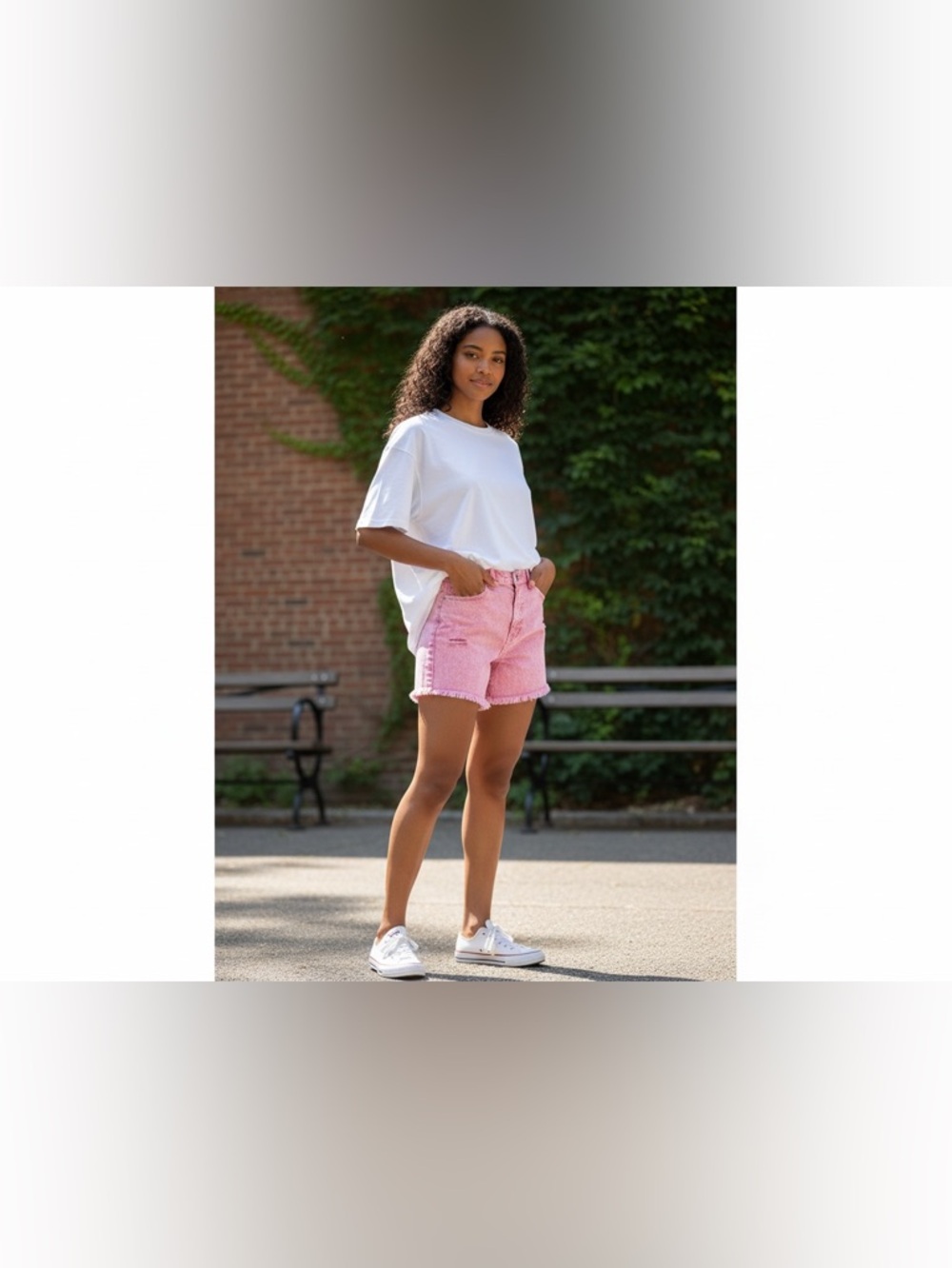 Y2K Pink Acid Wash Denim Shorts Size‎ 15/32 Frayed Hem - Picture 6 of 6